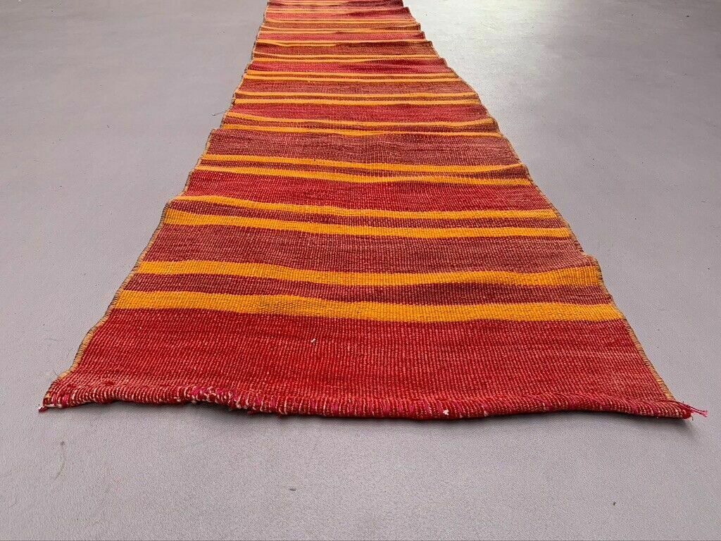 Old Turkish Narrow Kilim Runner 272x52 Cm Shabby Chic, Vintage Kelim photo for sale