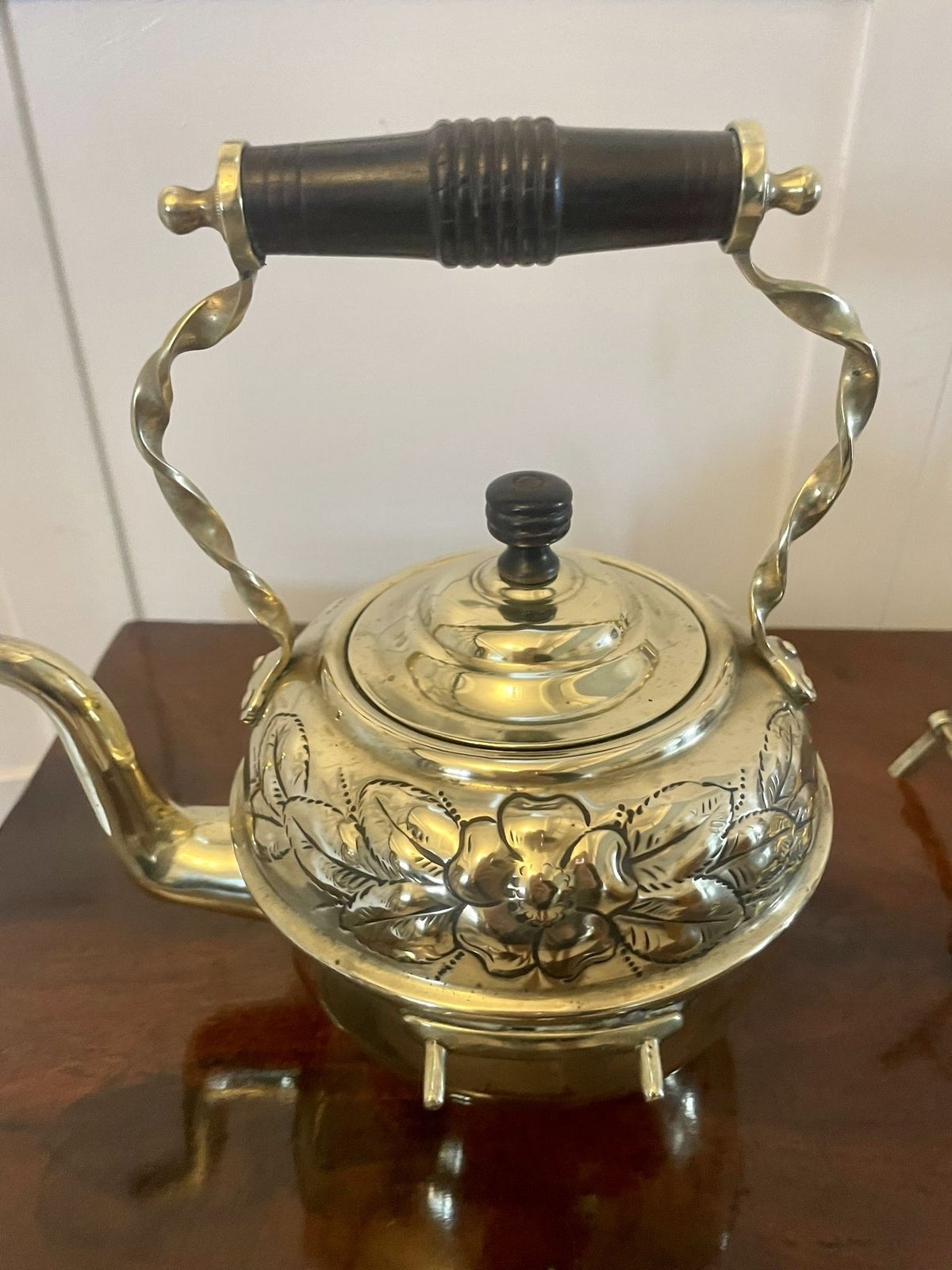 Antique 19th Century Quality Brass Spirit Kettle On Stand photo furniture