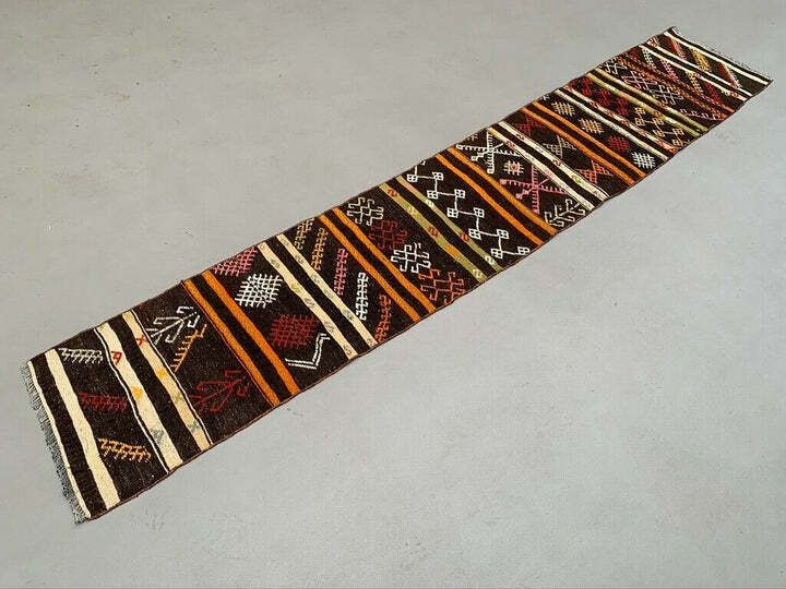 Old Turkish Narrow Kilim Runner 300x51 Cm Shabby Chic, Vintage Kelim photo furniture