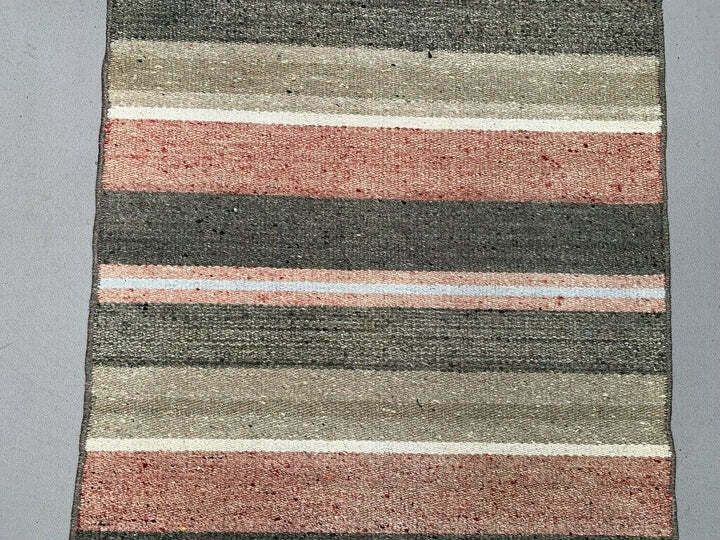 Old Turkish Narrow Kilim Runner 218x47 Cm Shabby Chic, Vintage Kelim photo Textiles