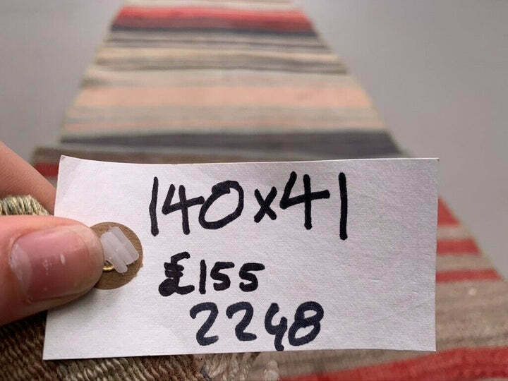 Old Turkish Narrow Kilim Runner 140x41 Cm Shabby Chic, Vintage Kelim photo buy