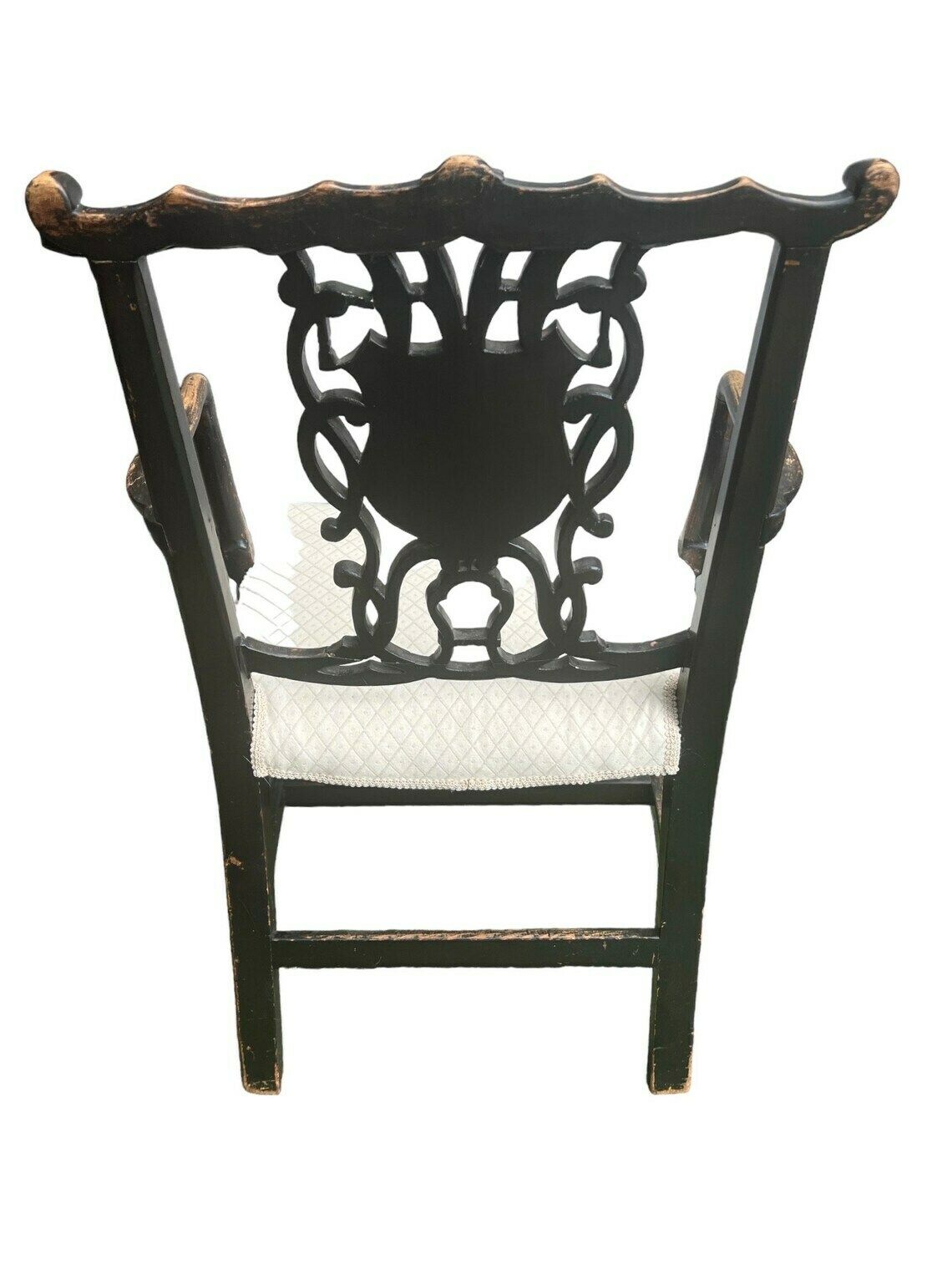19th Century Chippendale Style Elbow Chair With Herringbone Upholstery photo buy