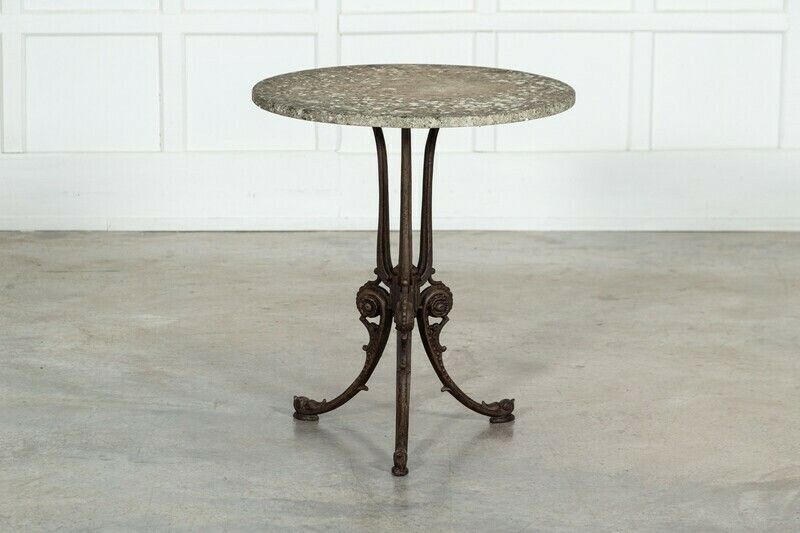 19thc English Painted Cast Iron Marble Garden Table photo buy