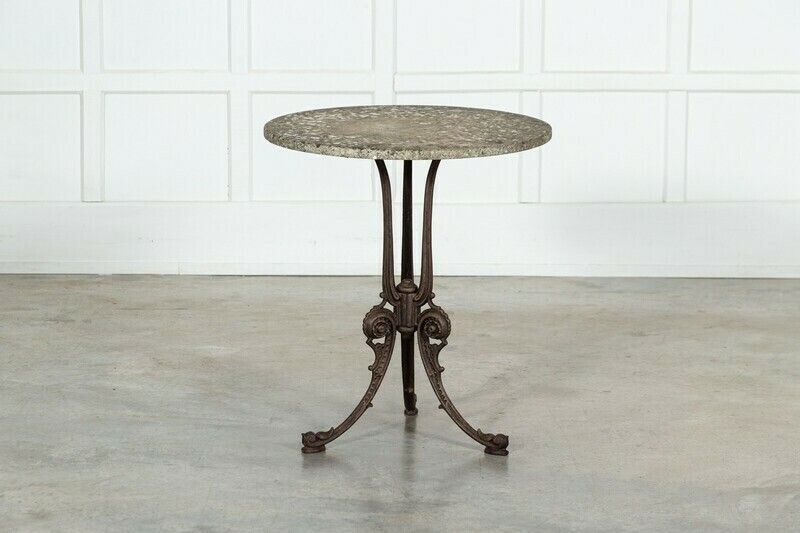 photo furniture 19thc English Painted Cast Iron Marble Garden Table