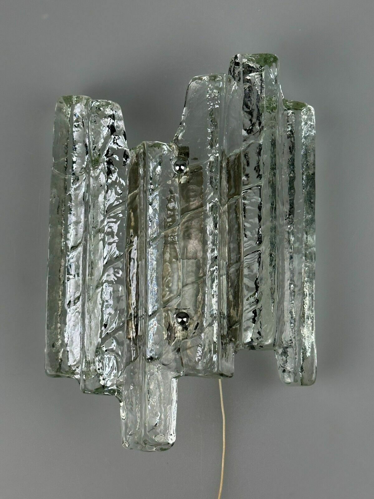 60s 70s Wall Lamp Wall Sconce Fischer Leuchten Germany Ice Glas Design photo Lighting