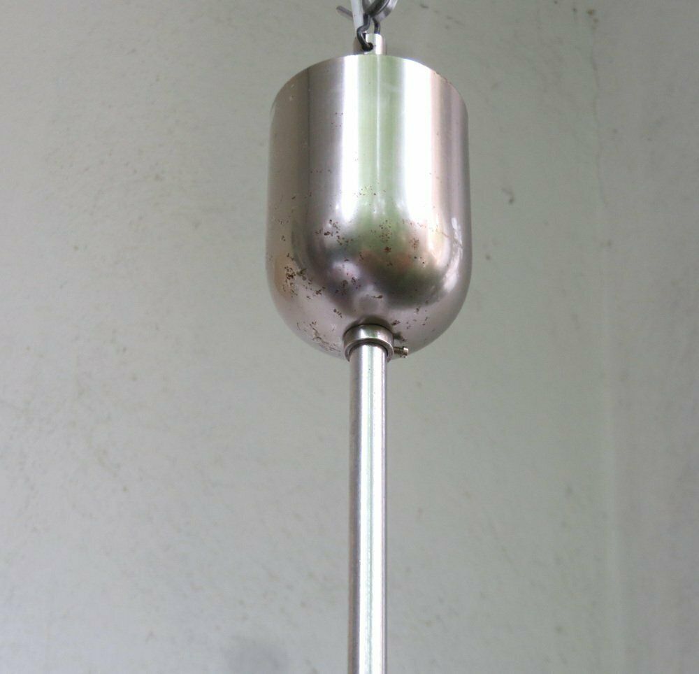 photo for sale Bauhaus Ceiling Lamp In Opalinglas & Nickel Plated From Wmf Ikora, 1920s