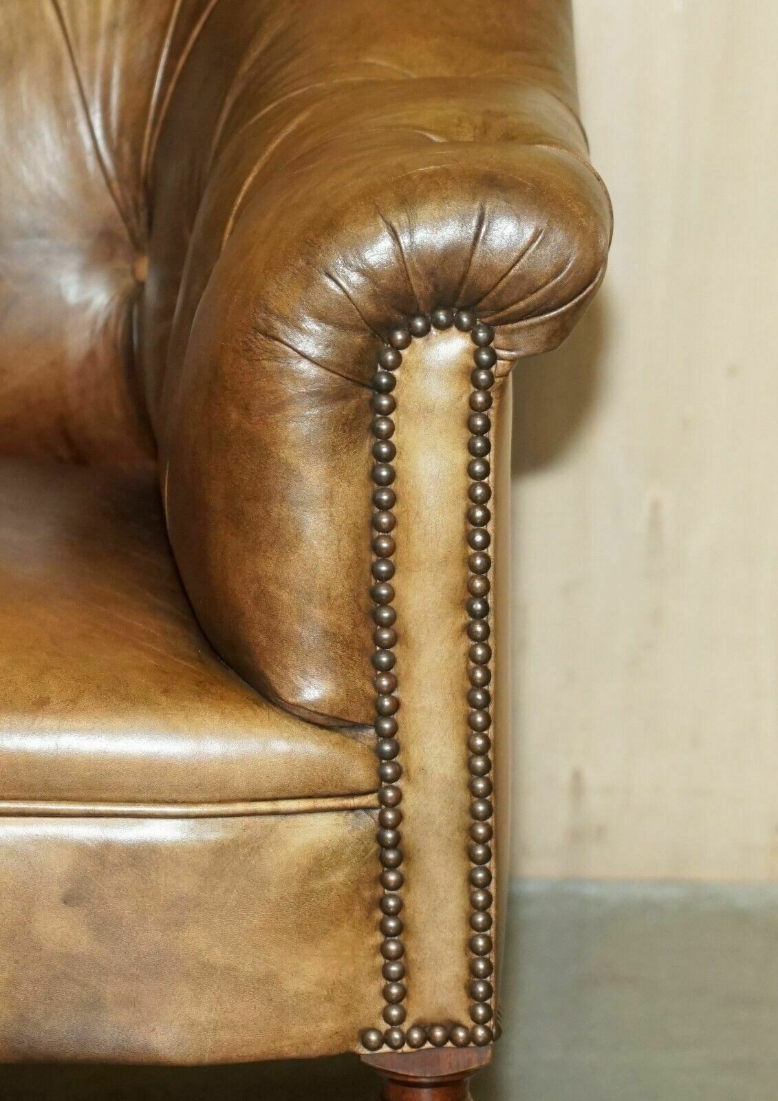 Furniture George Smith Somerville Brown Leather Chesterfield Armchair photo