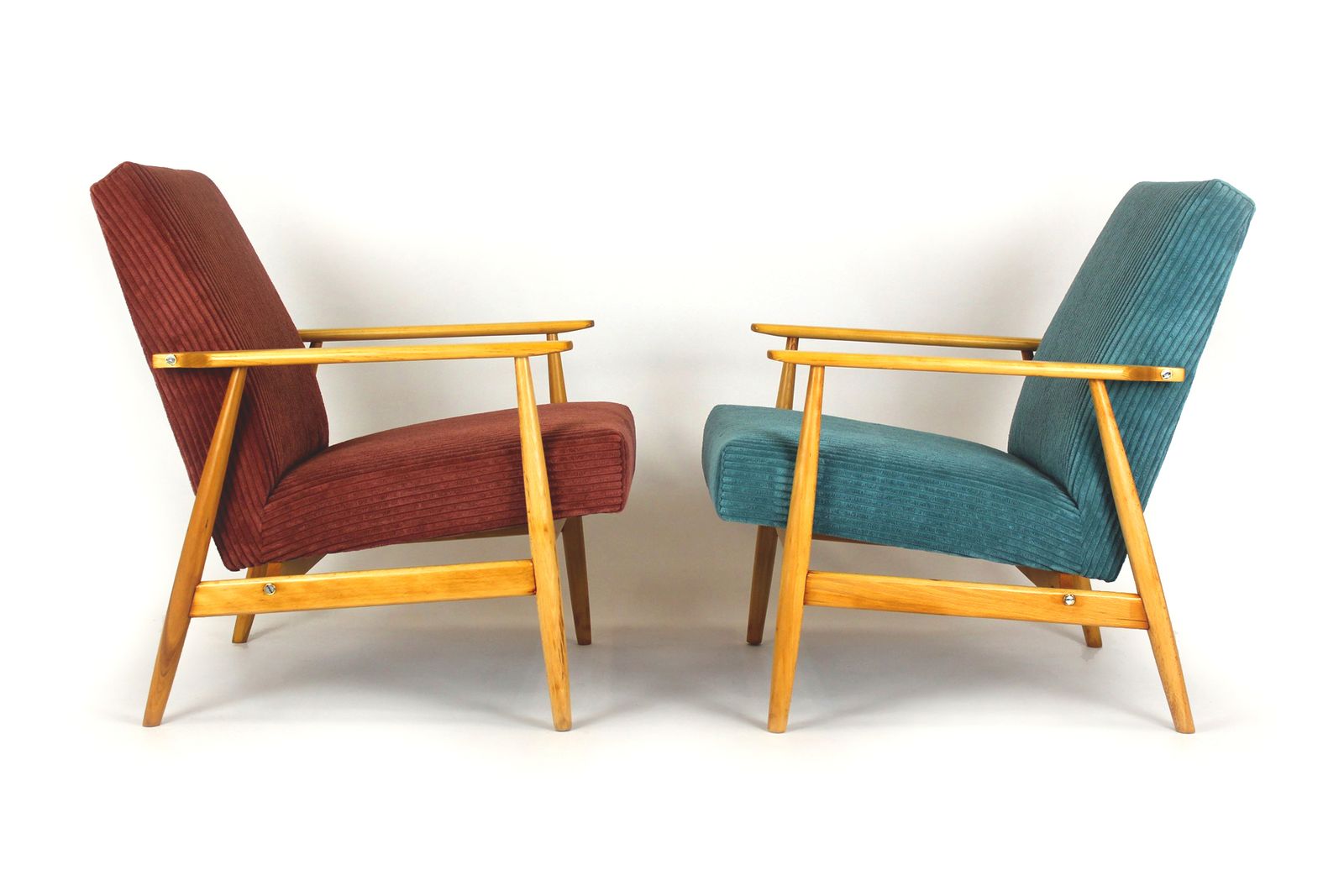 photo buy Mid Century Pink & Turquoise Beech Armchairs, 1960s, Set Of 2