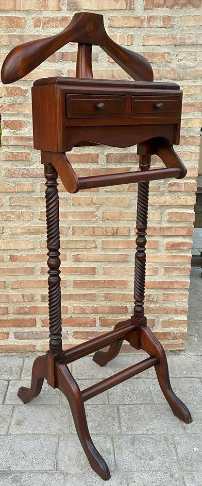 Mid Century Gentlemen Wood Valet With Two Drawers, 1950s