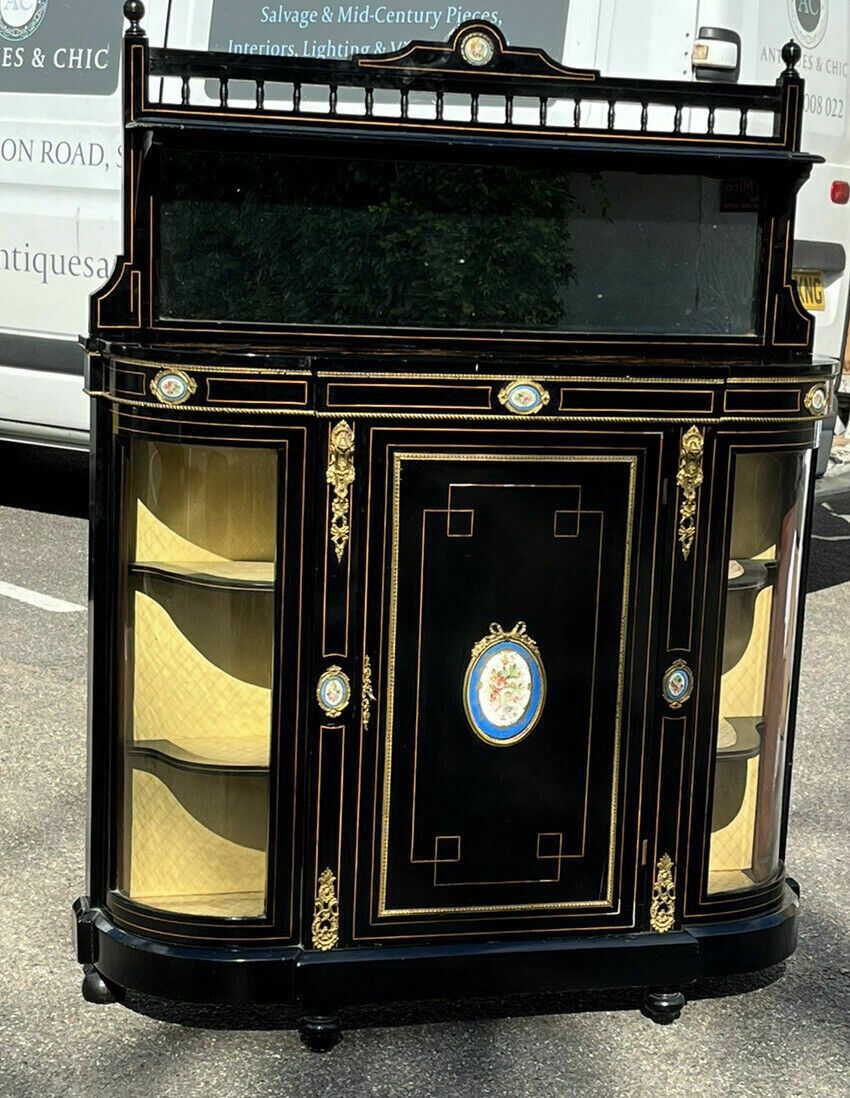 Victorian French Empire Credenza With French Porcelain Plaques. photo 1195.0