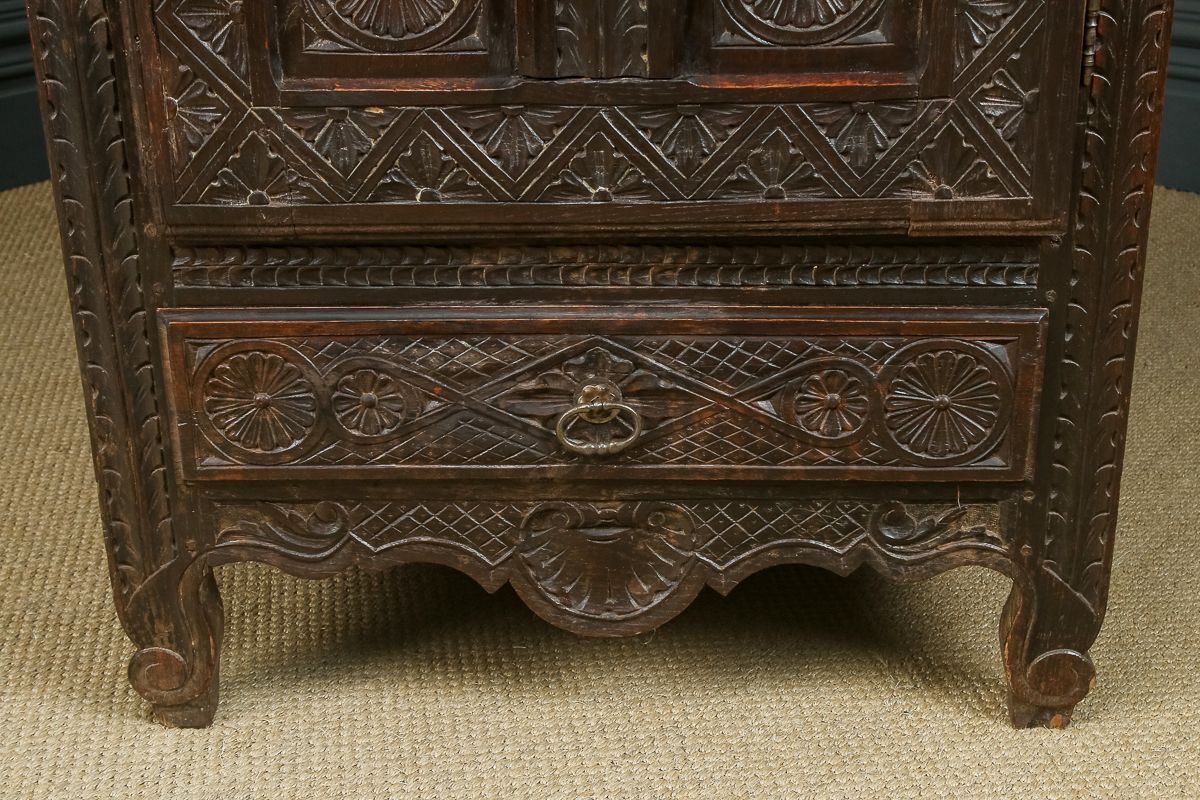 French 19th Century Chestnut Carved Kitchen Housekeepers Food Cupboard (Circa 1830) photo vintage