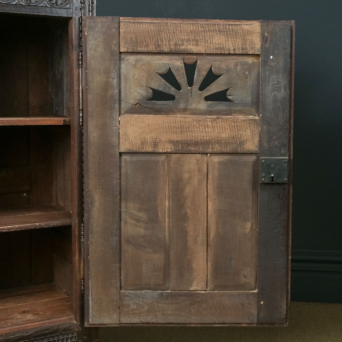 Furniture French 19th Century Chestnut Carved Kitchen Housekeepers Food Cupboard (Circa 1830) photo