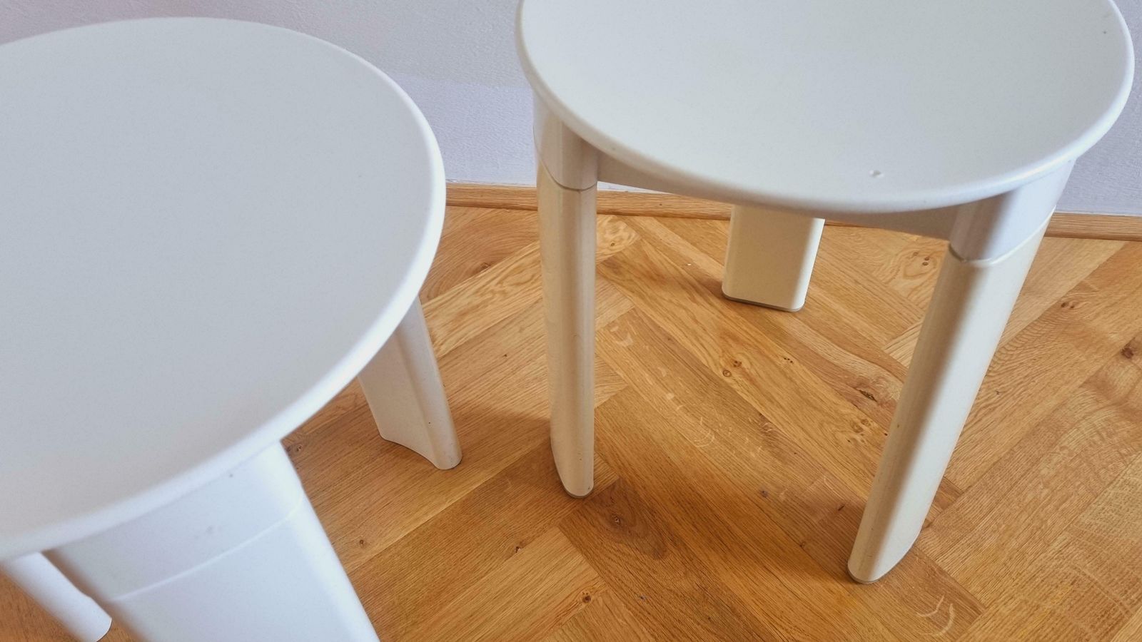 photo vinterior Pair Of Midcentury Stools Or Side Tables Trio, Olaf Von Bohr, Gedy, Italy, 1970s