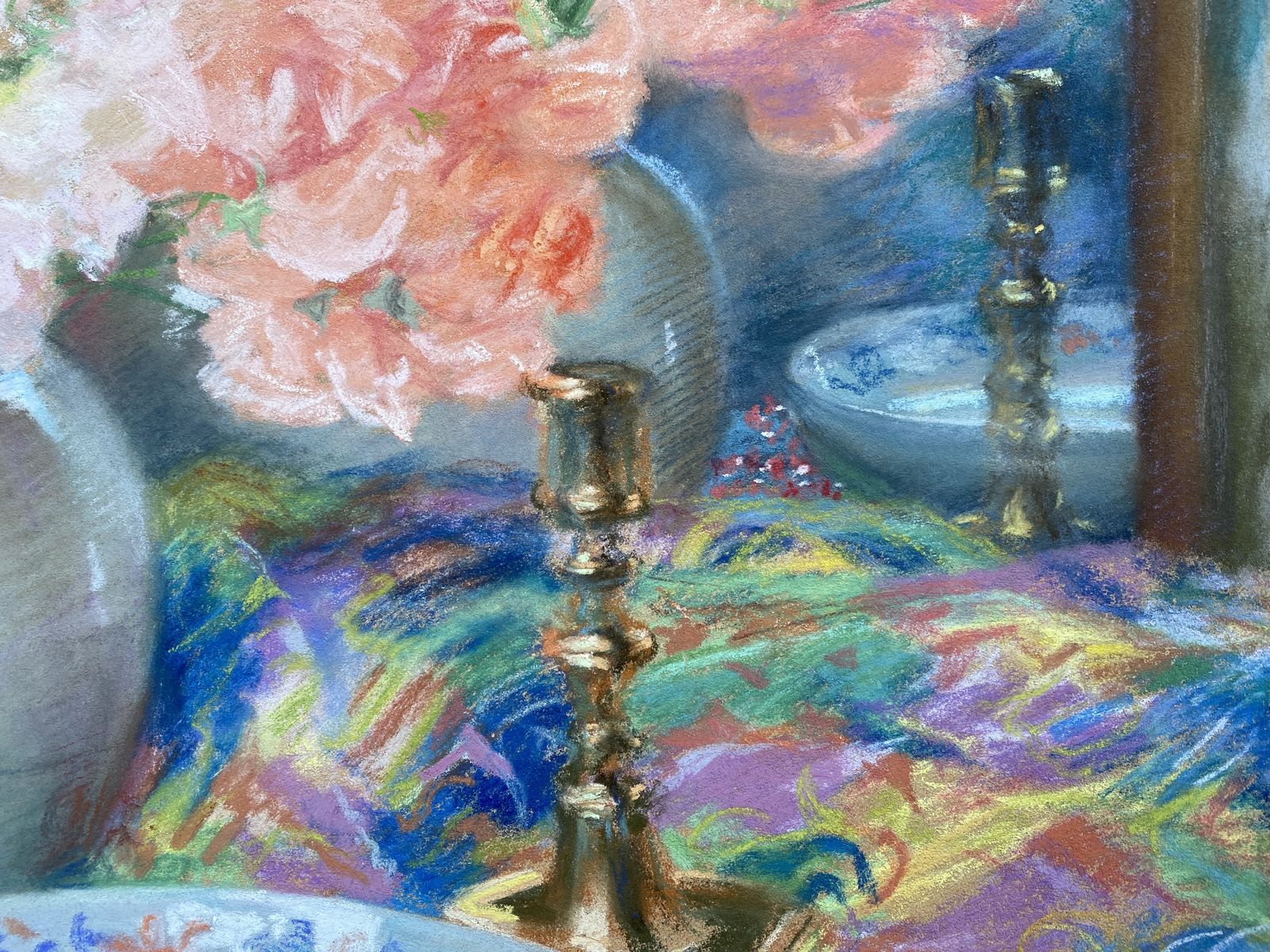 Joseph Vande Fackere, Brugge 1879 – 1946, Les Fleurs Et Accessoires, Pastel photo for sale