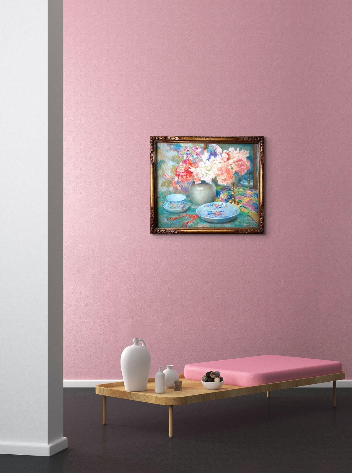 photo buy Joseph Vande Fackere, Bruges 1879 – 1946, Les Fleurs Et Accessoires, Pastel