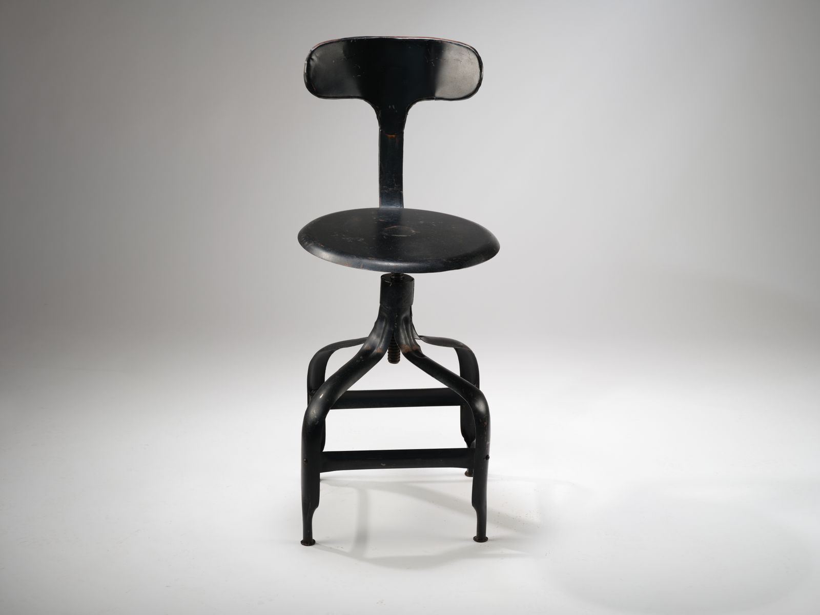 photo buy Fantastic Industrial Pressed Steel Adjustable Engineers Stool With Twist Height, Circa 1970's, 4 Available.