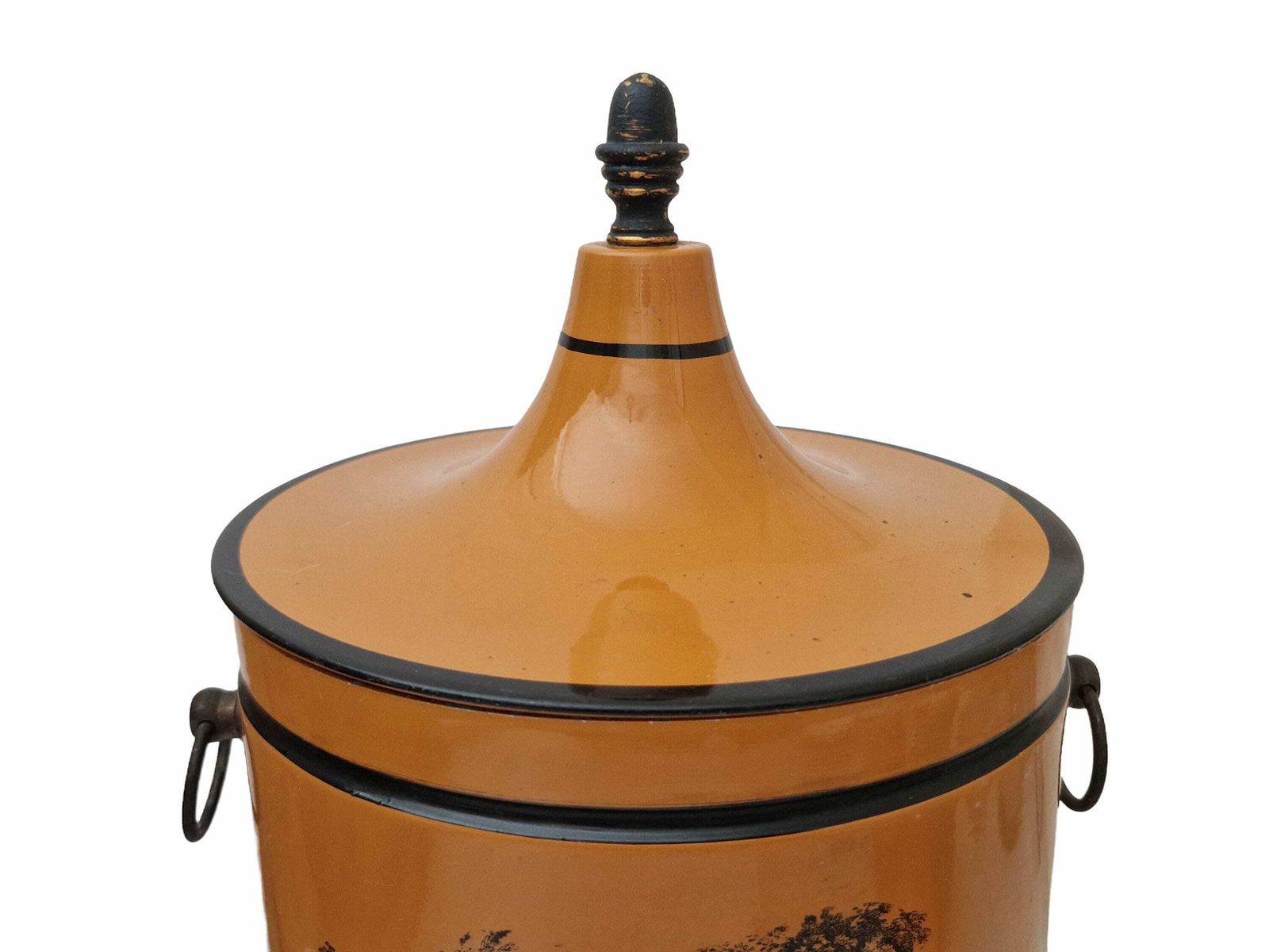 Italian Tole Urn Ice Bucket With Lid And Brass Accents, Antique Style Vintage Toleware photo Home Decor