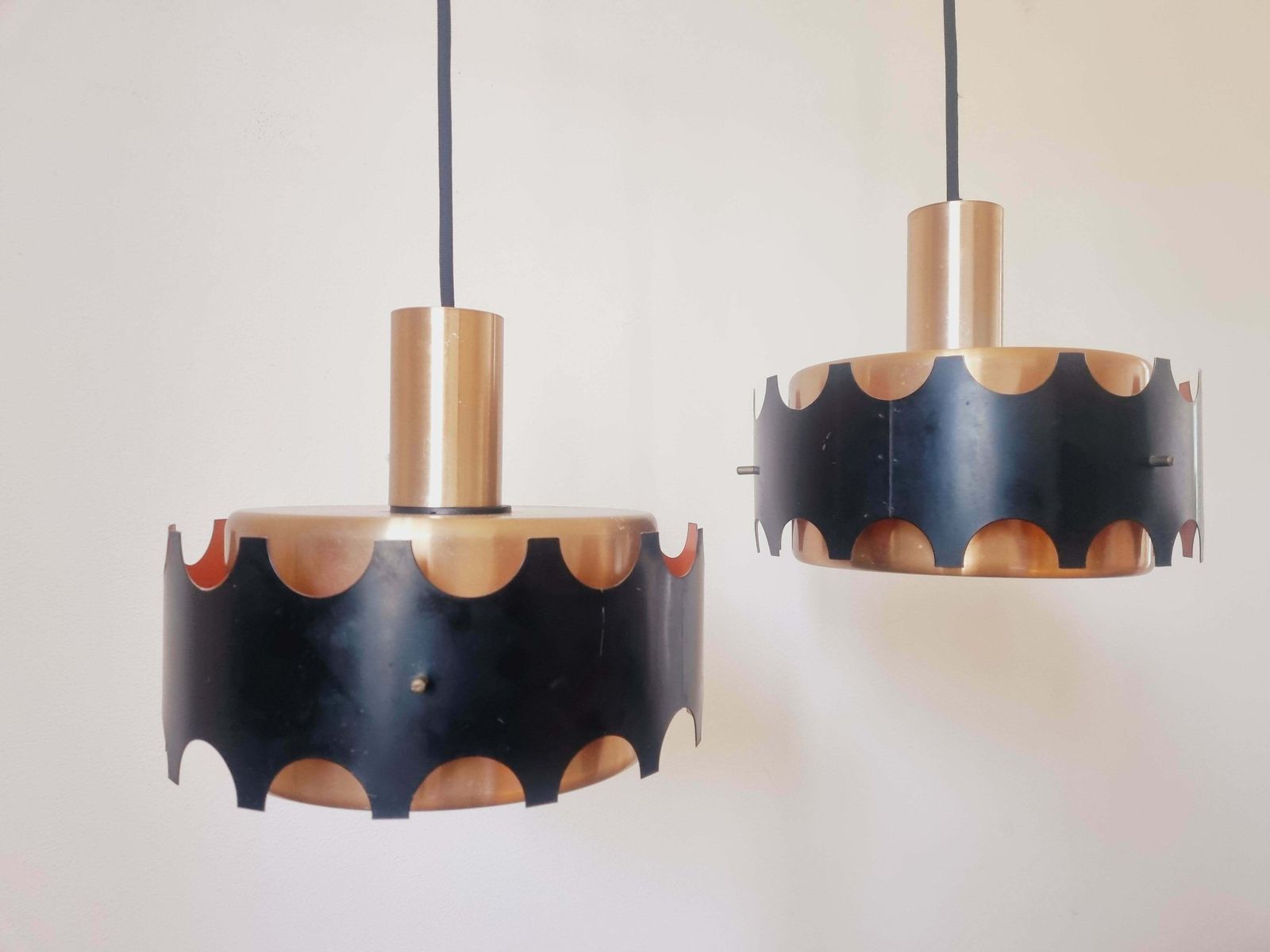 Pair Of Midcentury Pendants In Style Of Jo Hammerborg, Denmark, 1970s photo buy