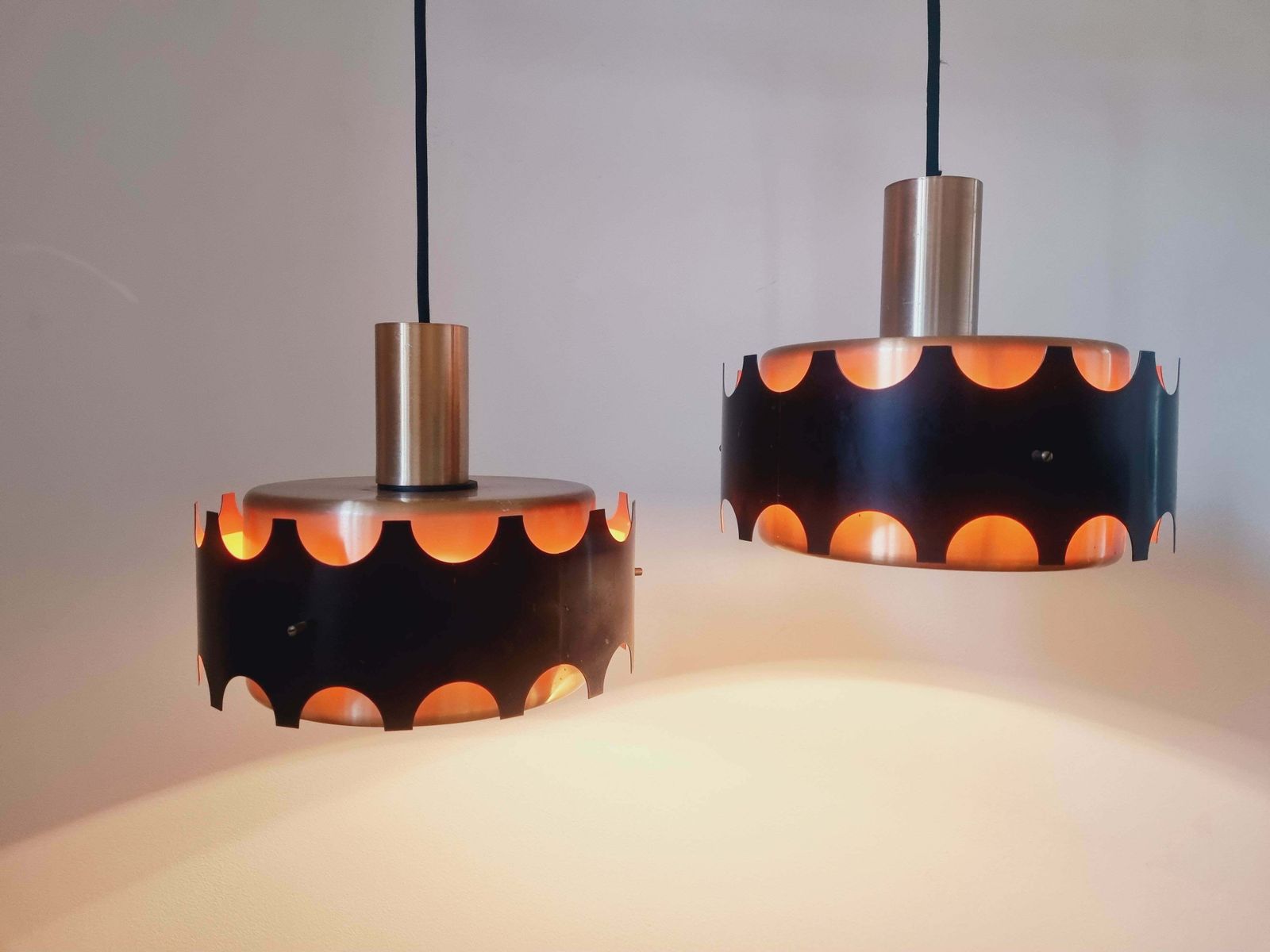 photo furniture Pair Of Midcentury Pendants In Style Of Jo Hammerborg, Denmark, 1970s