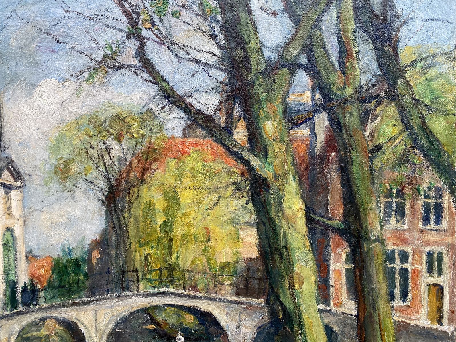 'Swans Of Bruges – Beguinage Bridge' Van Leo Mechelaere, Brugge 1880 – 1964 Erlangen, Belgisch Schilder photo furniture