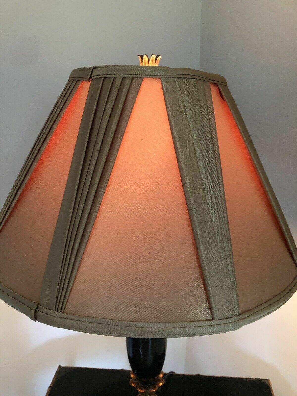 Vintage Faux Marble Black & Gold Table Lamp P.A.T. Tested With Shade photo Lighting