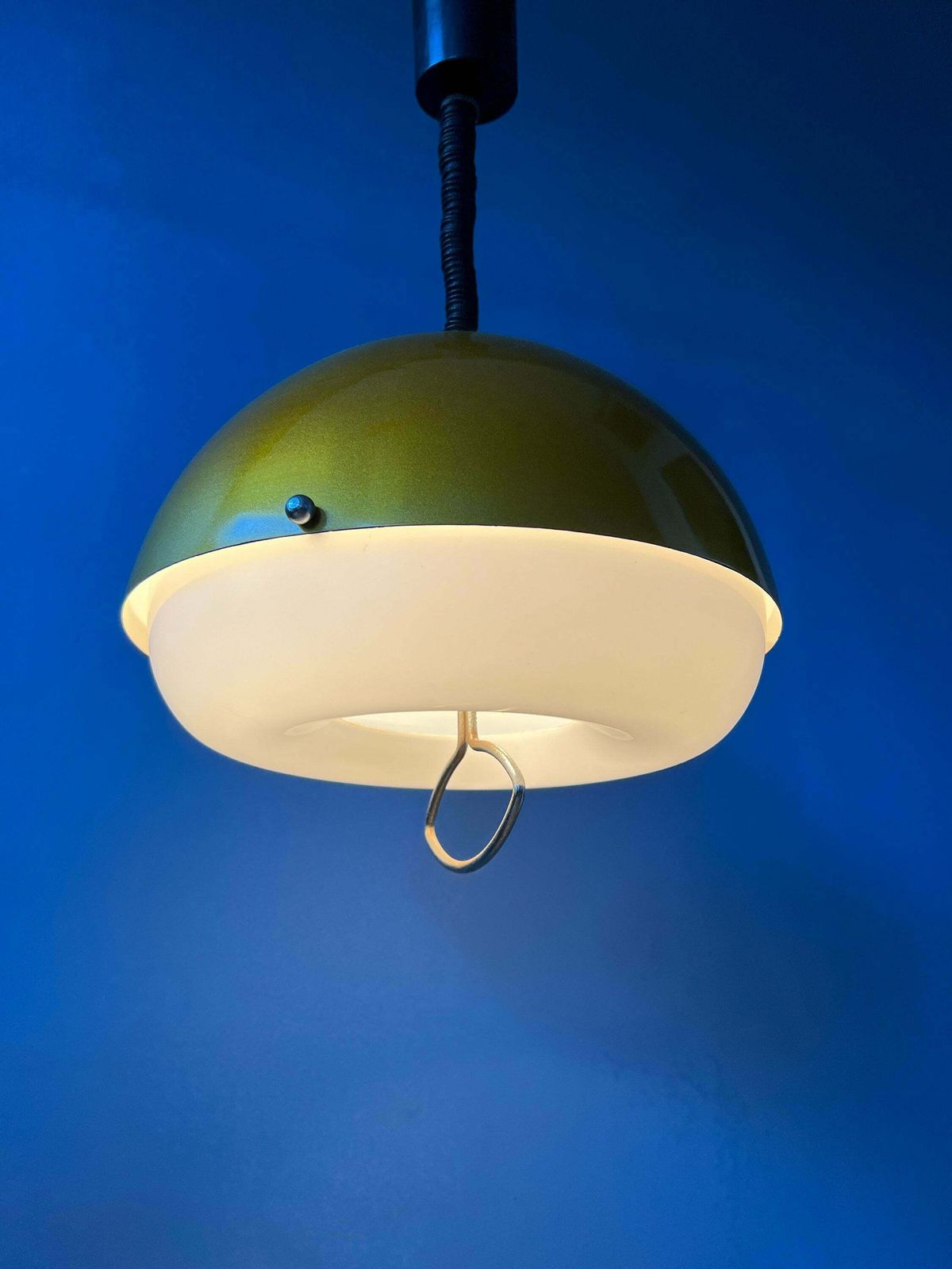 Gold Sparkle Mid Century Pendant Lamp   Space Age Hanging Lamp   Metallic Moon Light Fixture