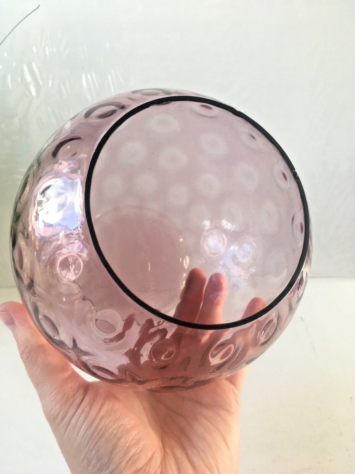 Mid Century Purple Borske Sklo Union Olives ? Retro Bubble Glass Vase Bowl 60's photo 70.0