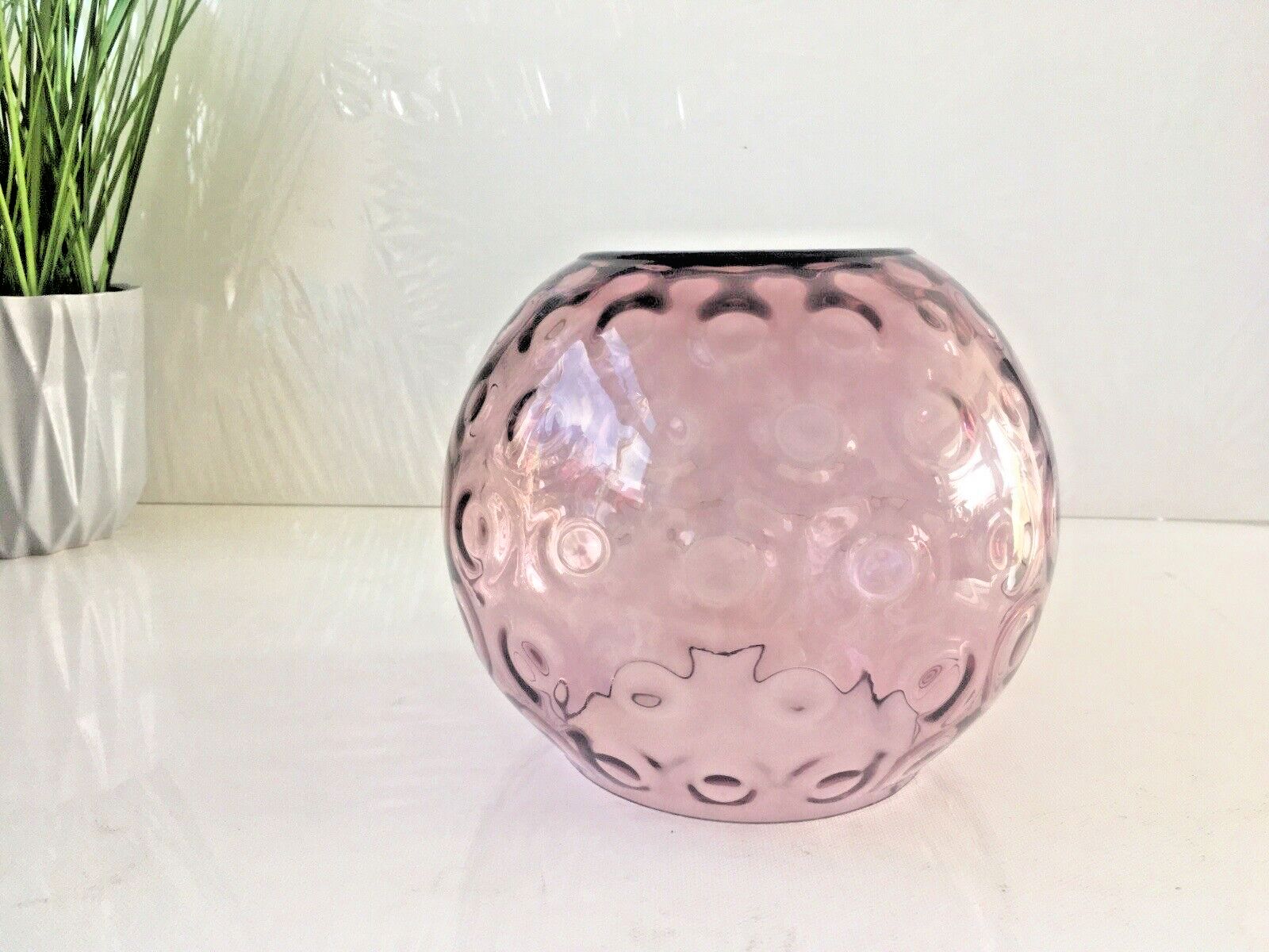 Home Decor Mid Century Purple Borske Sklo Union Olives ? Retro Bubble Glass Vase Bowl 60's photo