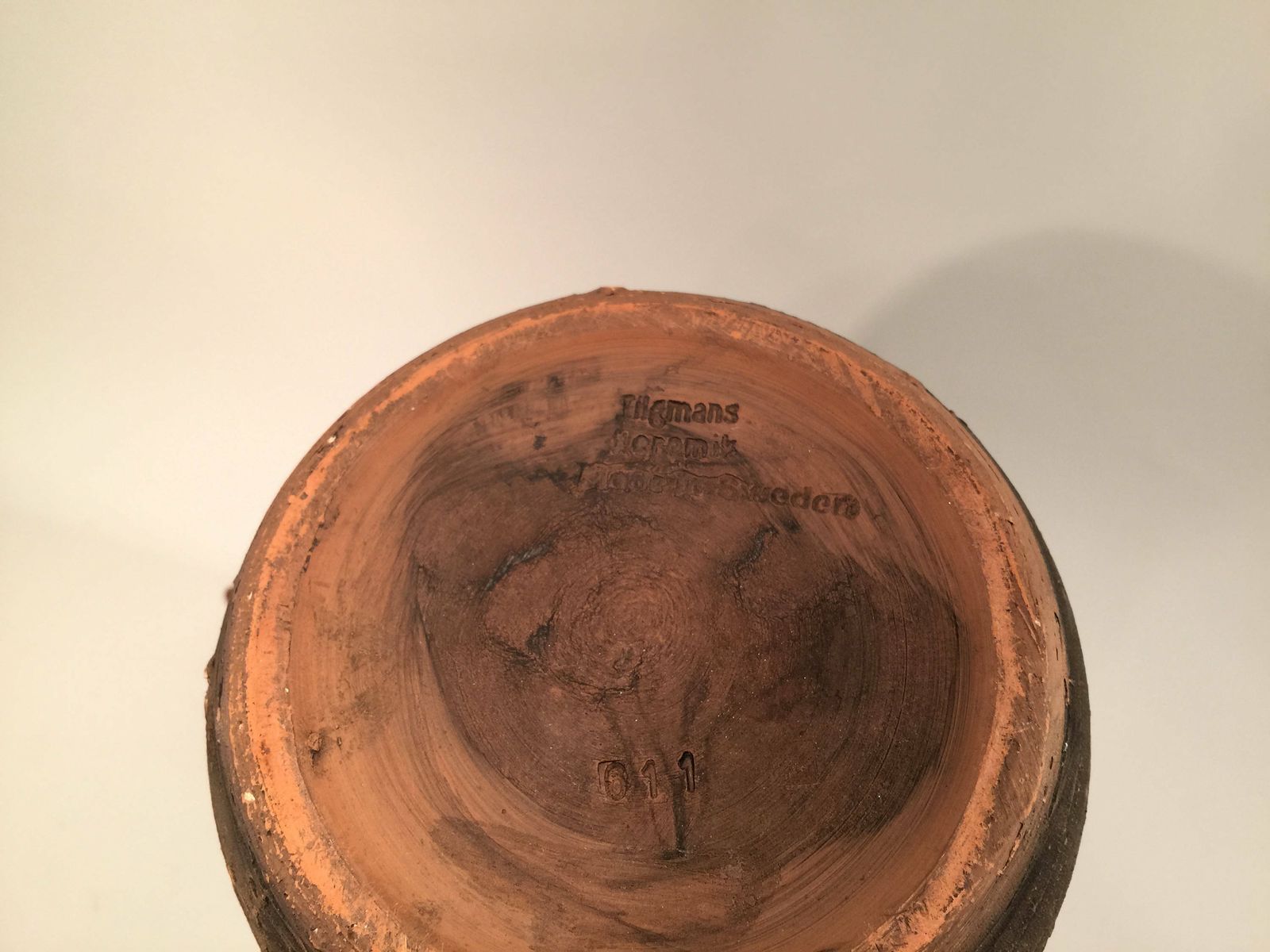 photo for sale Swedish Chamotte Vase From Tilgmans With Motif Of Vikings In A Dragon Boat, Sweden, Mic Century Modern