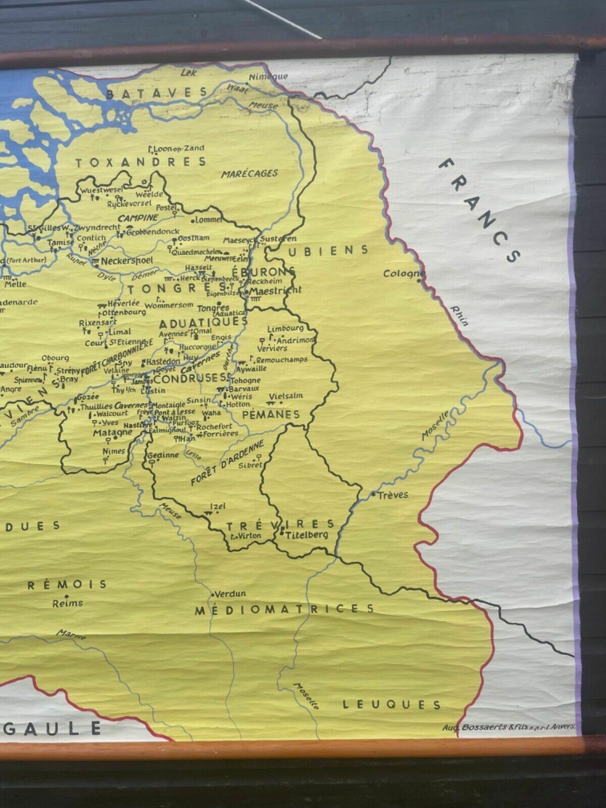 Rare Vintage Map Of Belgium Screen Printed In Belgium Roll Down School Map photo for sale