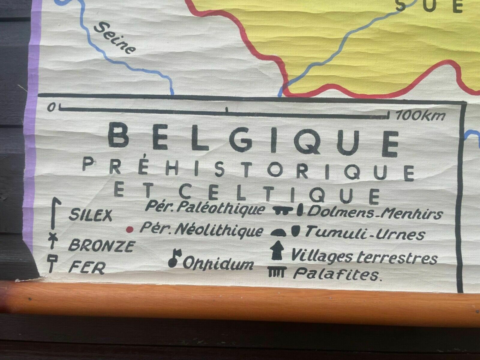 Rare Vintage Map Of Belgium Screen Printed In Belgium Roll Down School Map photo vinterior