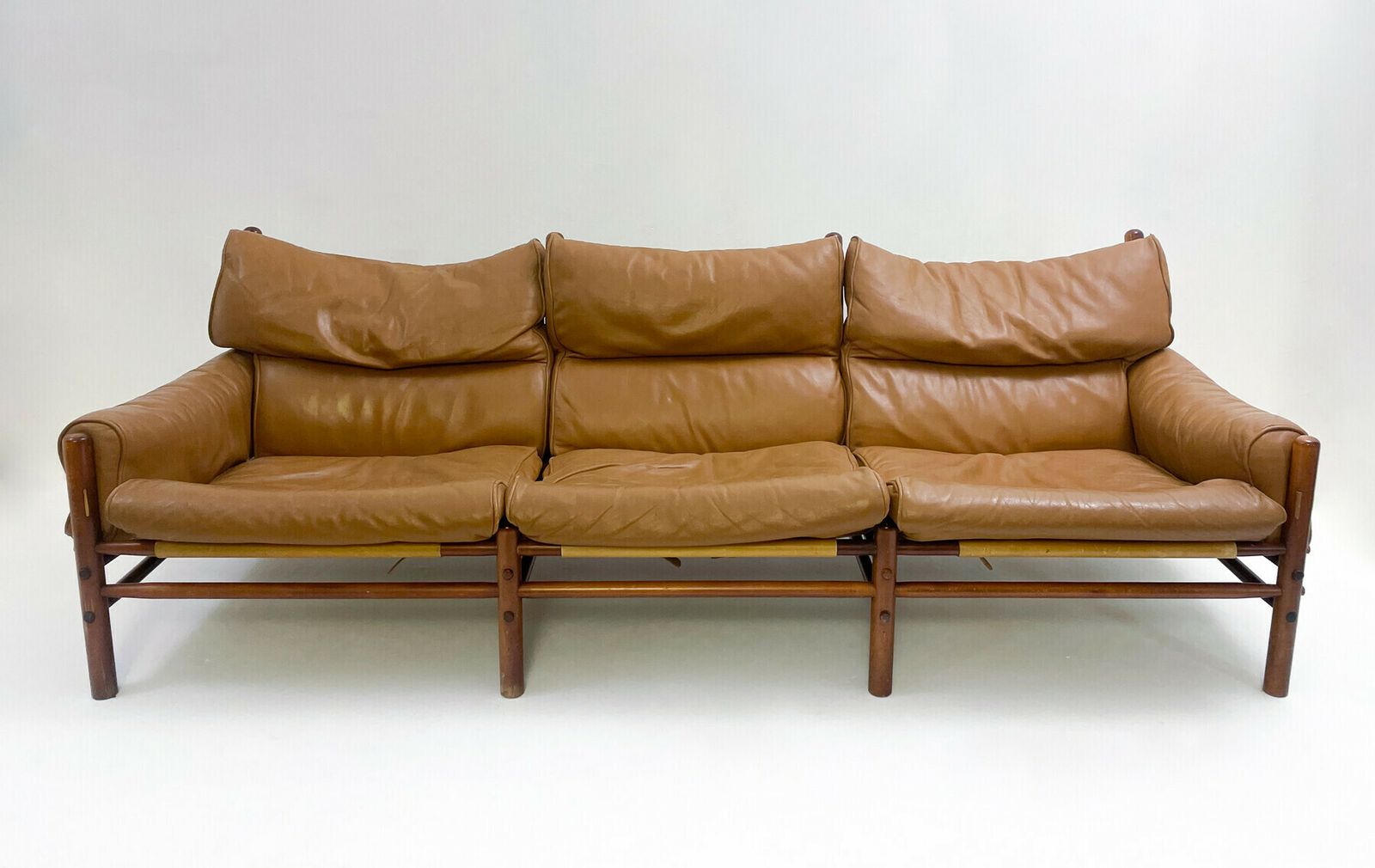 Vintage "Kontiki" Three Seater Leather Sofa By Arne Norell photo furniture