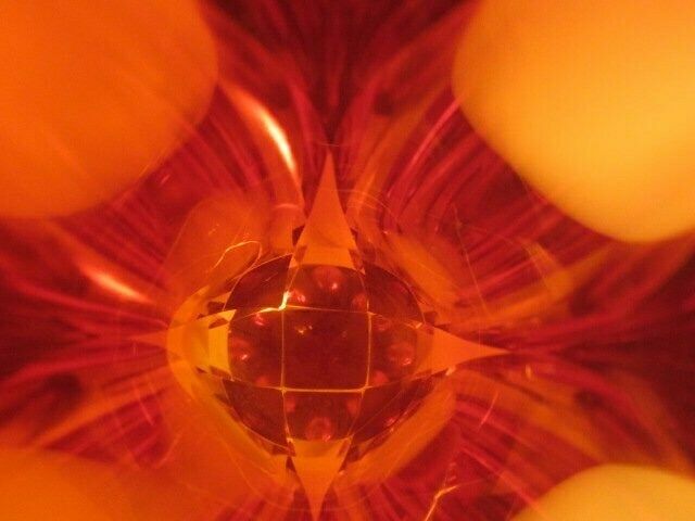Xxl Space Age Geometric Murano Sommerso Red & Amber Art Glass Vase photo for sale
