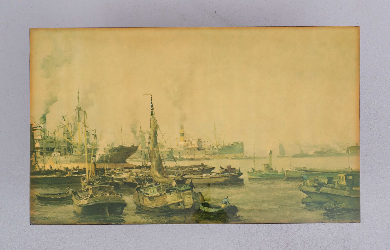 Italian Metal, Brass, And Print Coffee Table, 1950s photo buy