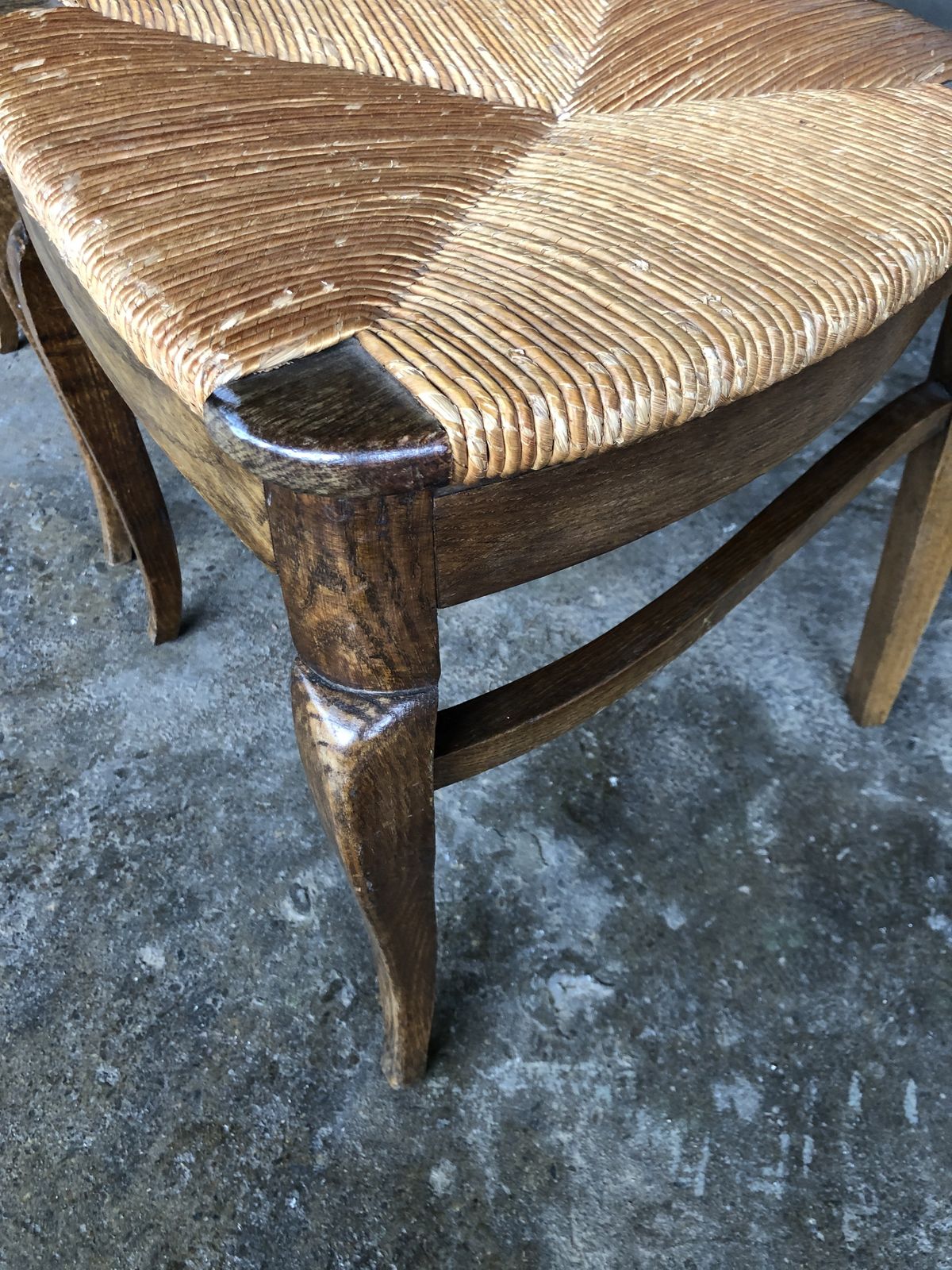 Dining Chairs With Rush Made Of Oak Wood, France 1950s, Set Of 6 photo buy