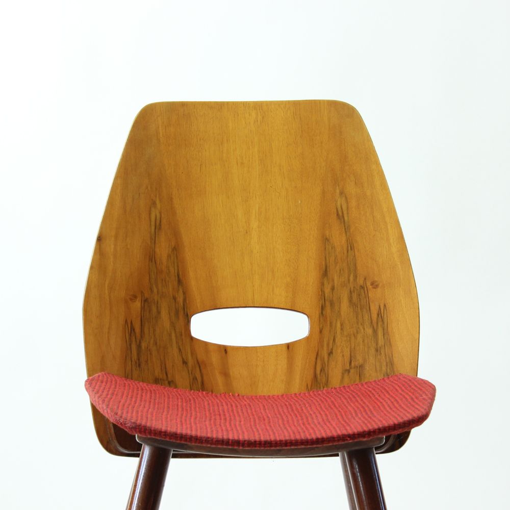 Frantisek Jirak Lollipop Dining Chairs In Walnut Veneer For Tatra, Circa 1960, Set Of 4 photo 990.0