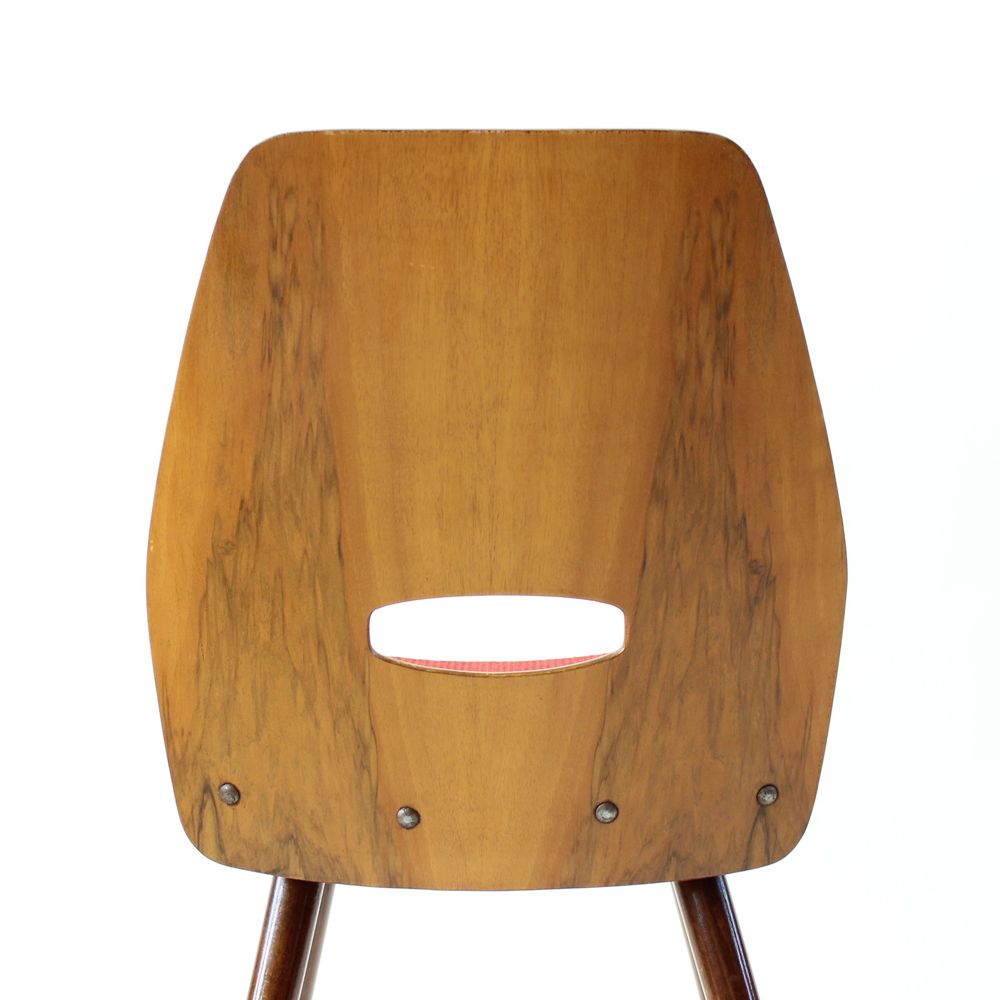 990.0 Frantisek Jirak Lollipop Dining Chairs In Walnut Veneer For Tatra, Circa 1960, Set Of 4 photo