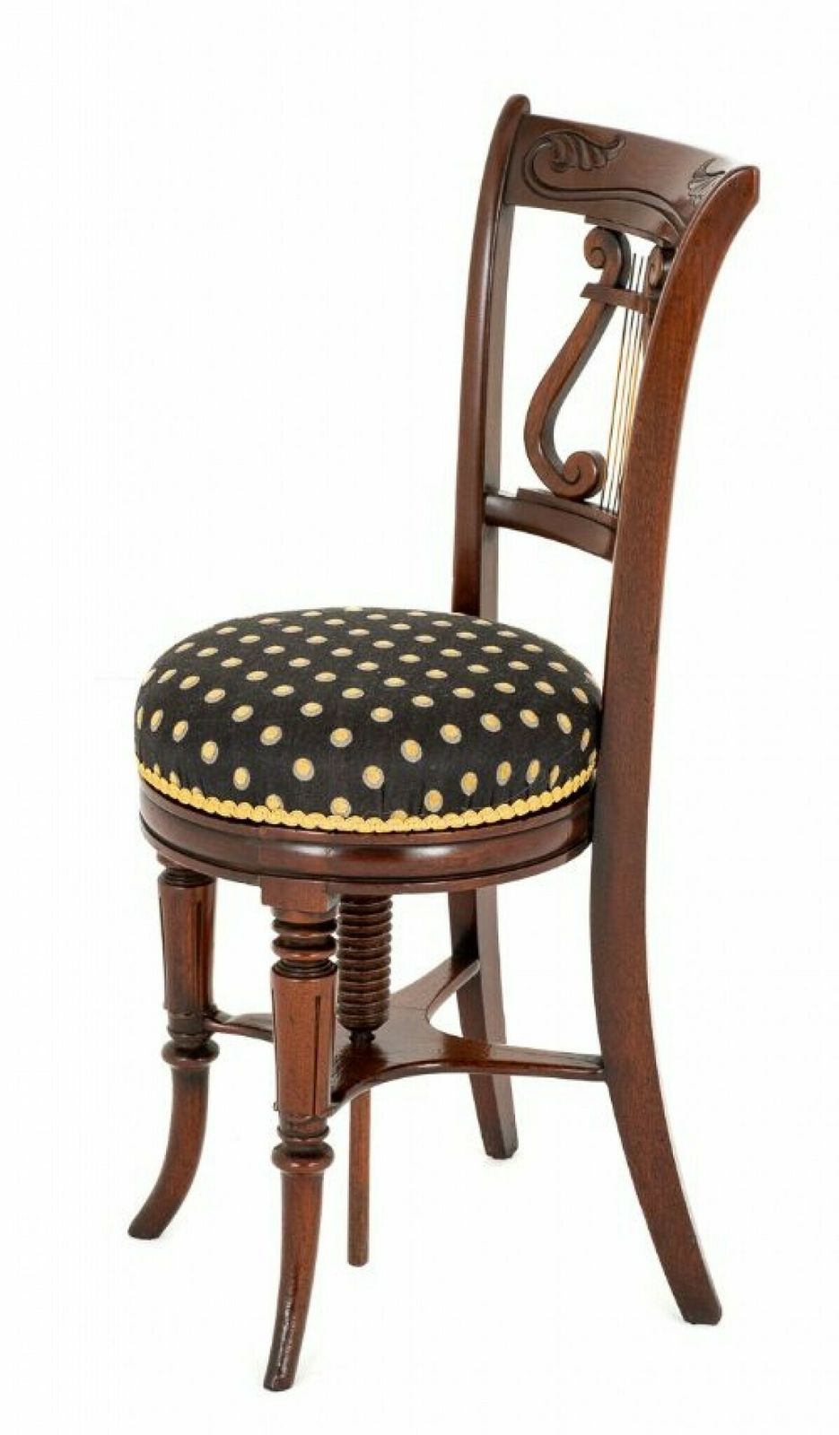 William IV Piano Stool Revolving Chair Seat Mahogany photo vintage