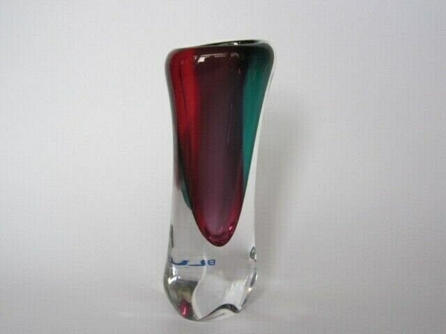 Hand Blown Bohemia Glass Art Glass Vase Red And Turquiose Lead Free Crystal photo buy