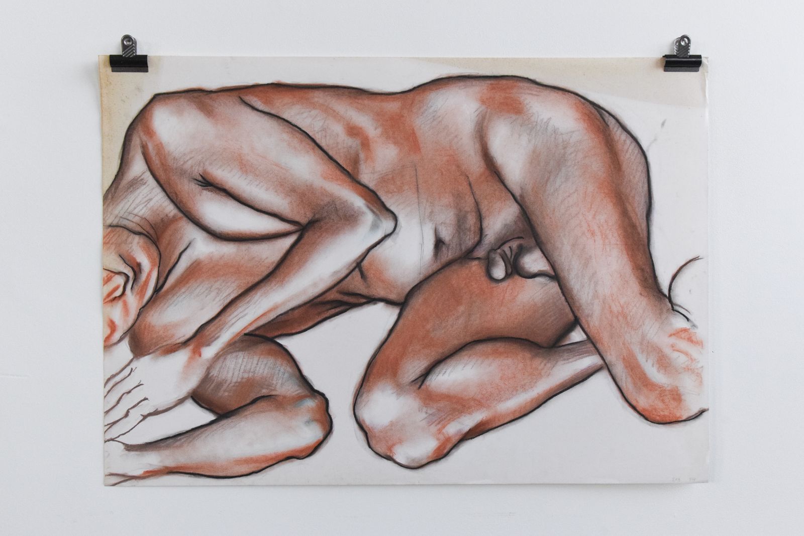 Vintage Original Pastel Male Nude Life Drawing By Artist Robert Arthur Bramwell photo for sale