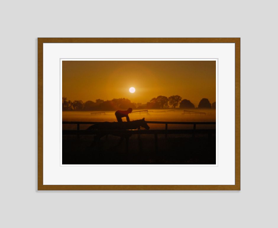 Morning Training At Saratago By Toni Frissell Archival Pigment Print Framed In Brown