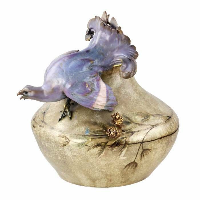 Ceramic Planter Grouse, Eduard Stellmacher 1905 photo furniture