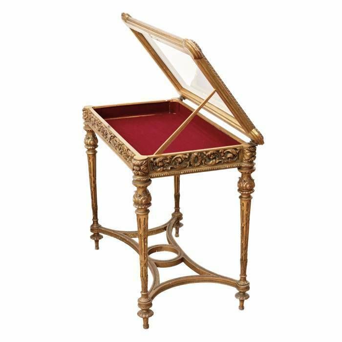 Carved Showcase Table Of Gilded Wood, In The Spirit Of Napoleon III, Late 19th Century photo 2137.0