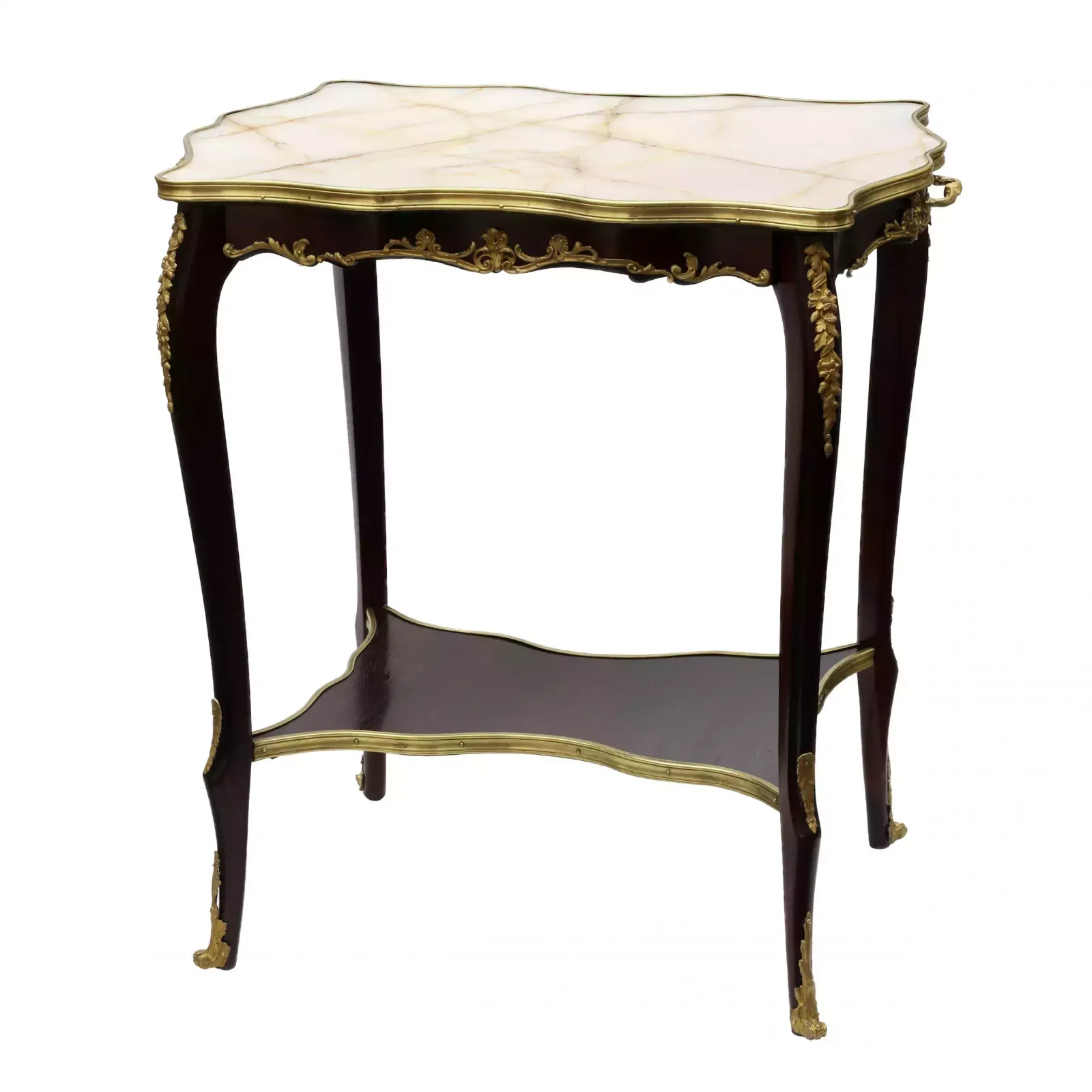 Serving Table Mahogany, Gilded Bronze With A Marble Top Of The Turn Of The 19th And 20th Centuries. photo Furniture