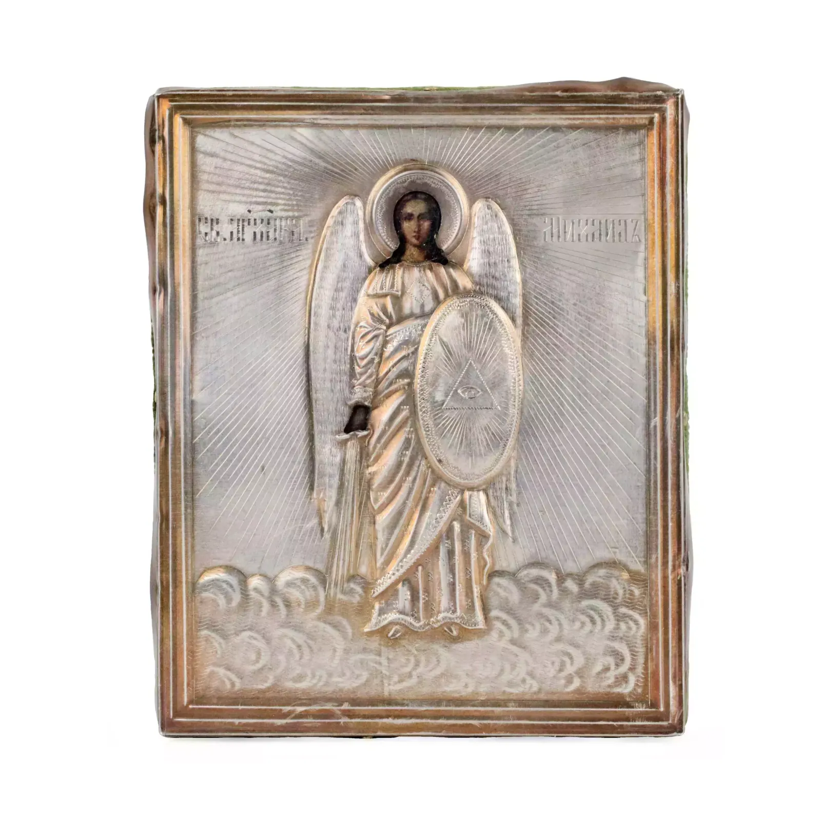 Russian Icons In Silver Of Saints Tatiana And Archangel Michael. photo vintage