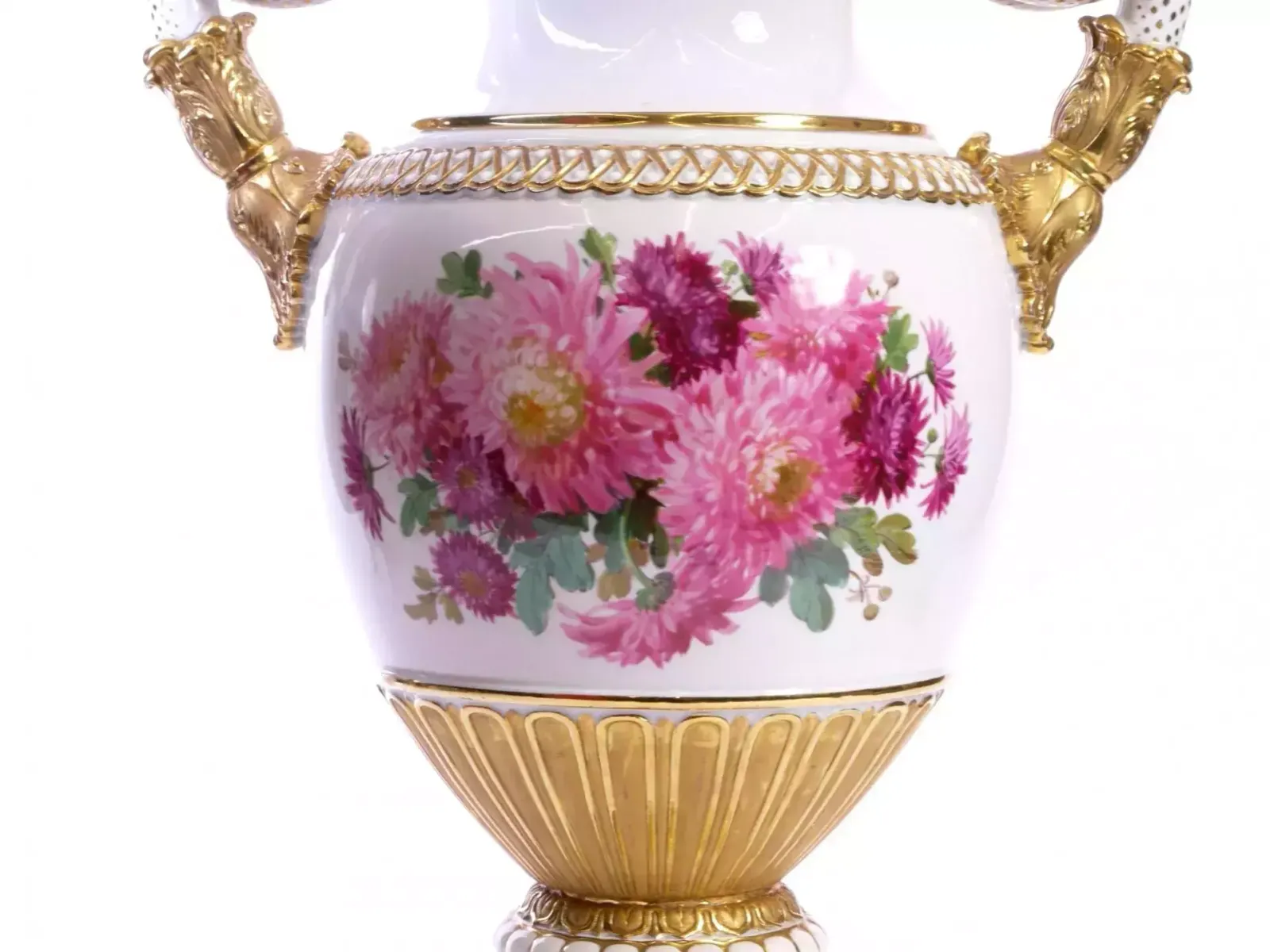 Large Porcelain Vase   Red Chrysanthemums. Meissen. photo Home Decor