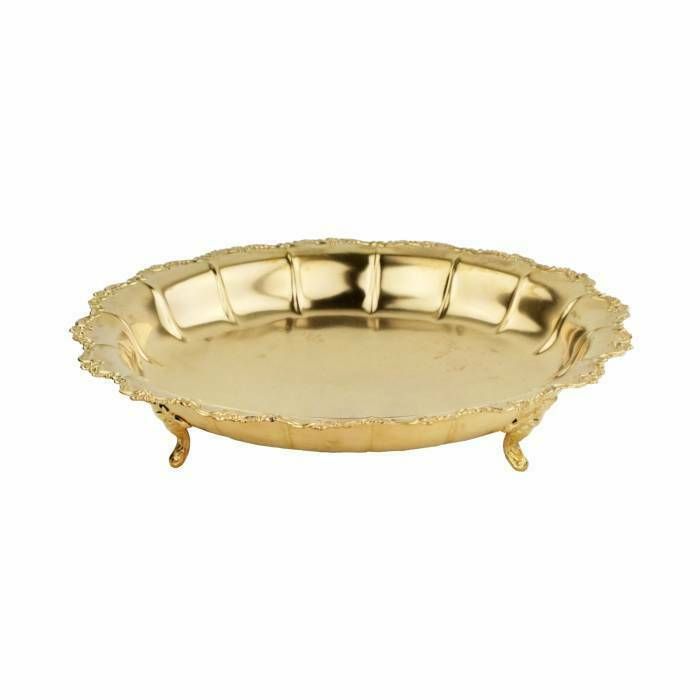 Silver Plate With Gilding On Three Legs, In The Style Of Historicism. Latvia 1930s