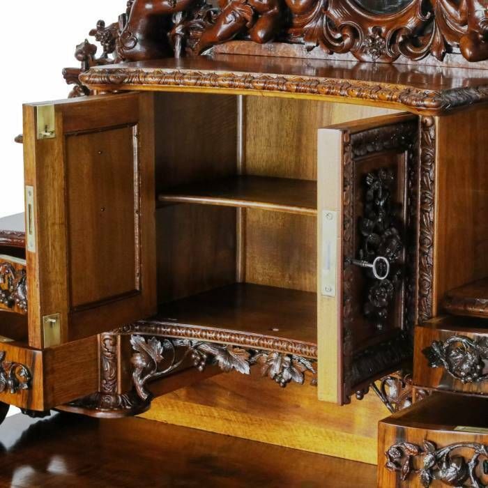 Magnificent Carved Bureau Table In The Baroque Neo Gothic Style. France 19th Century photo vinterior