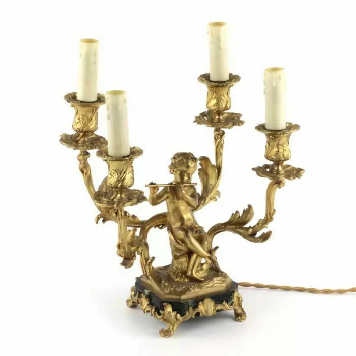 Paired Lamps Of Gilded Bronze With Cupids Playing Music photo buy