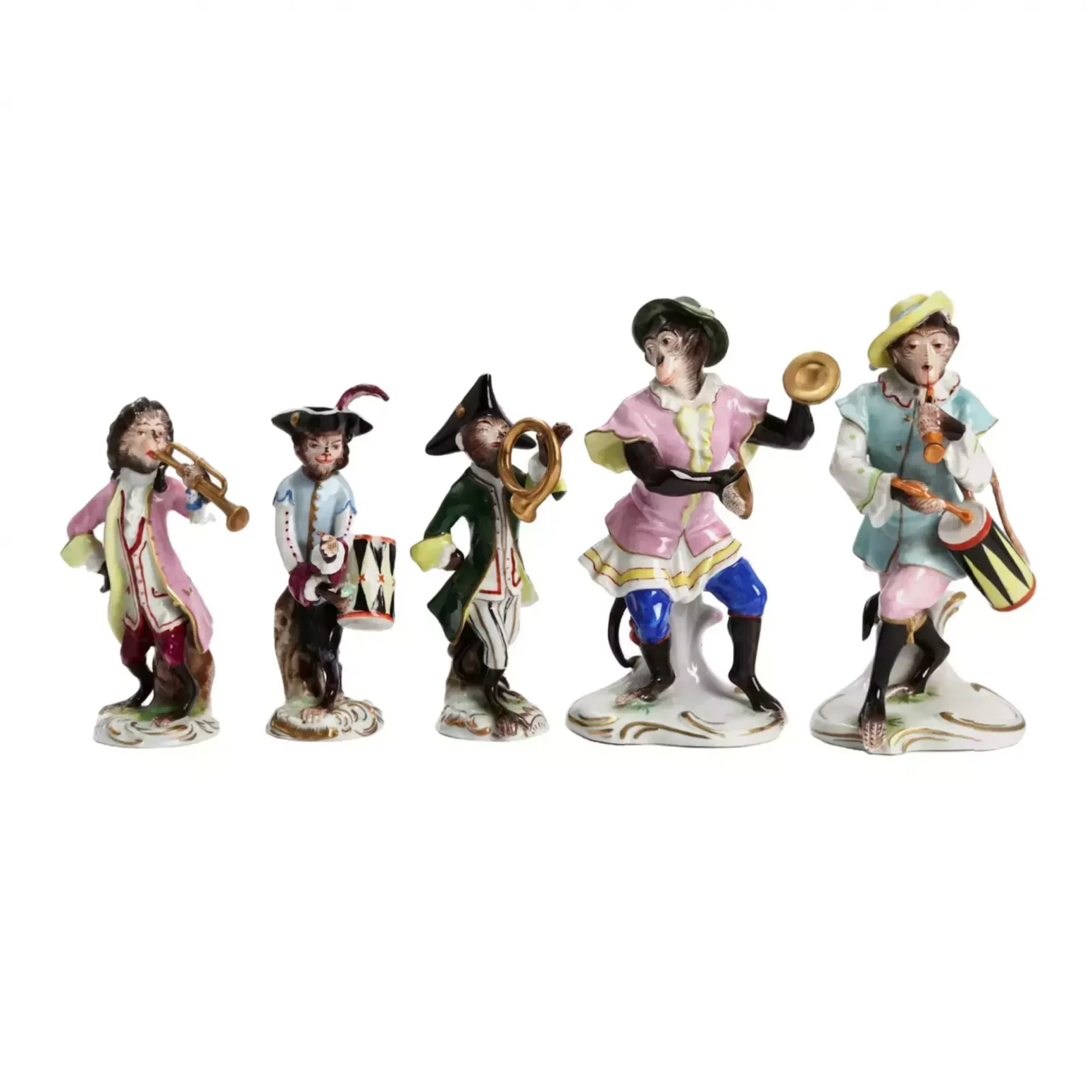 Porcelain Group Orchestra Of Monkeys. photo furniture